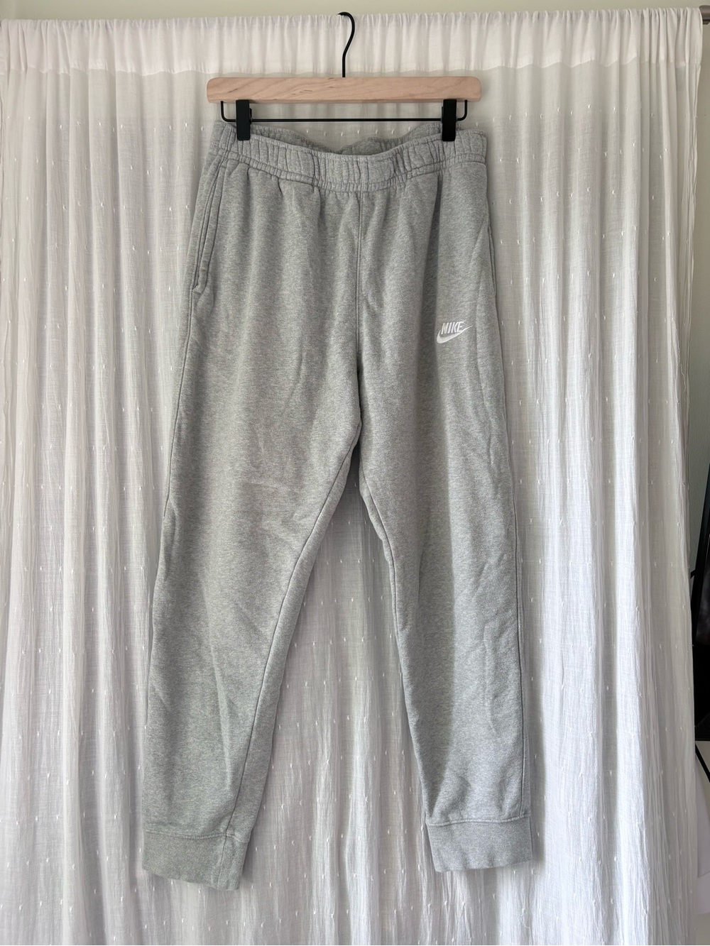 Nike Gray Fleece Joggers with White Swoosh